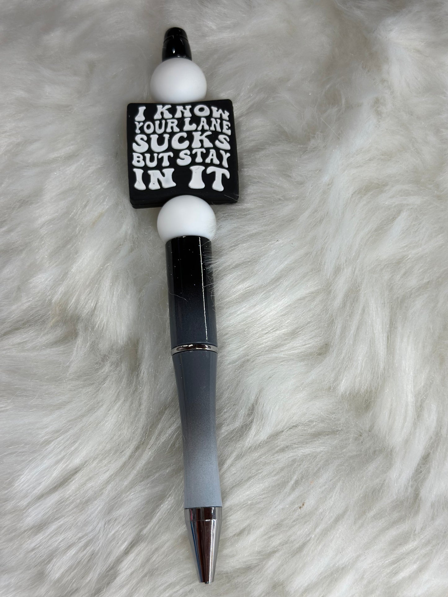 Stay in your lane beaded pen