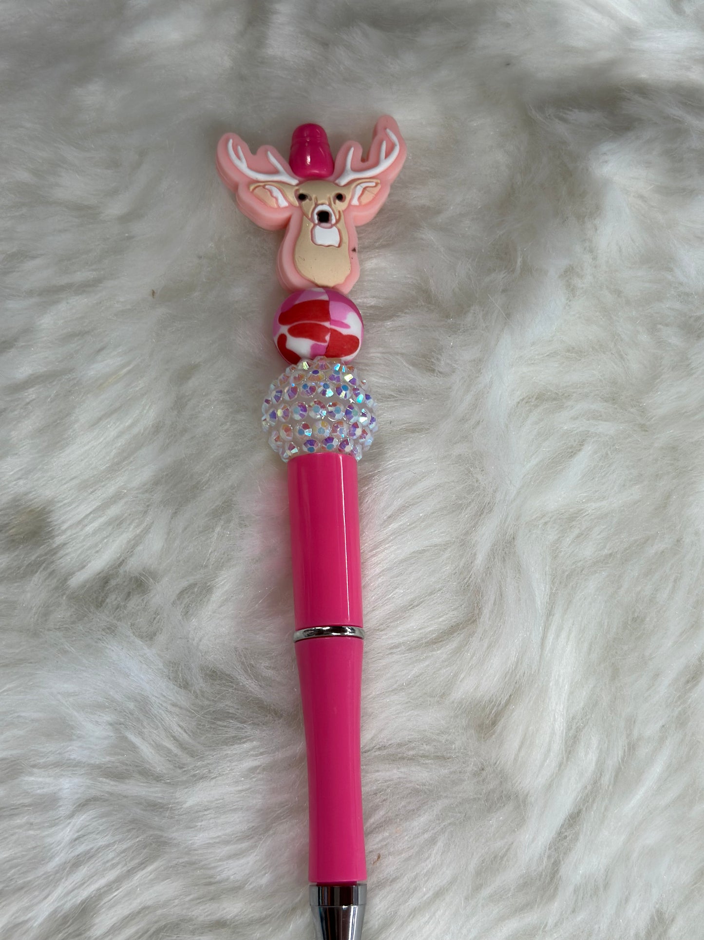 Pink deer beaded pen