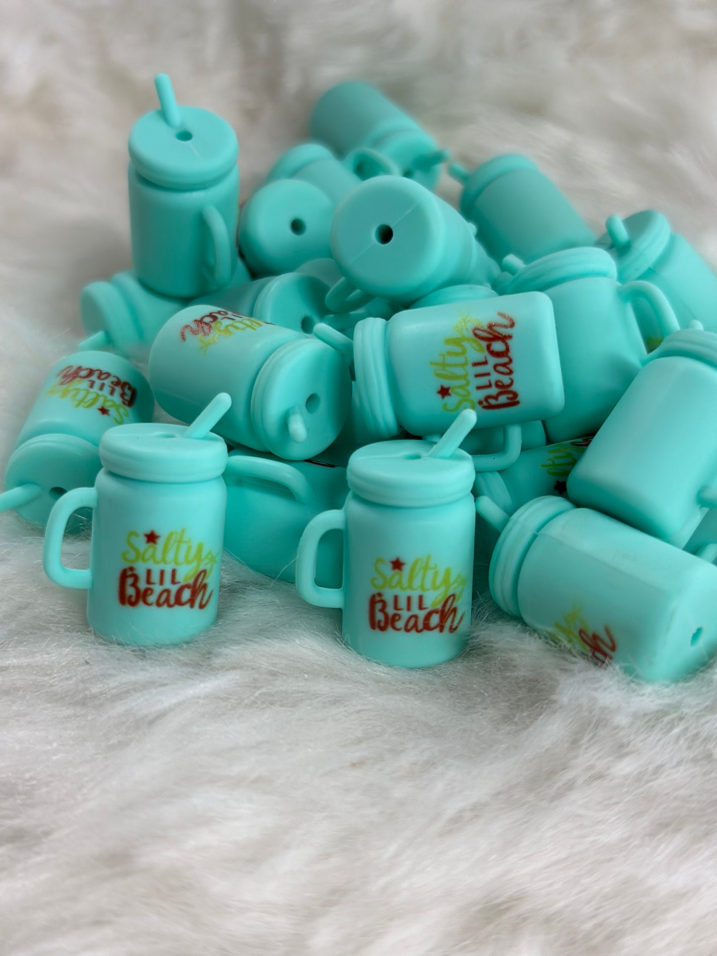 #190 Salty lil Beach mug silicone focal bead