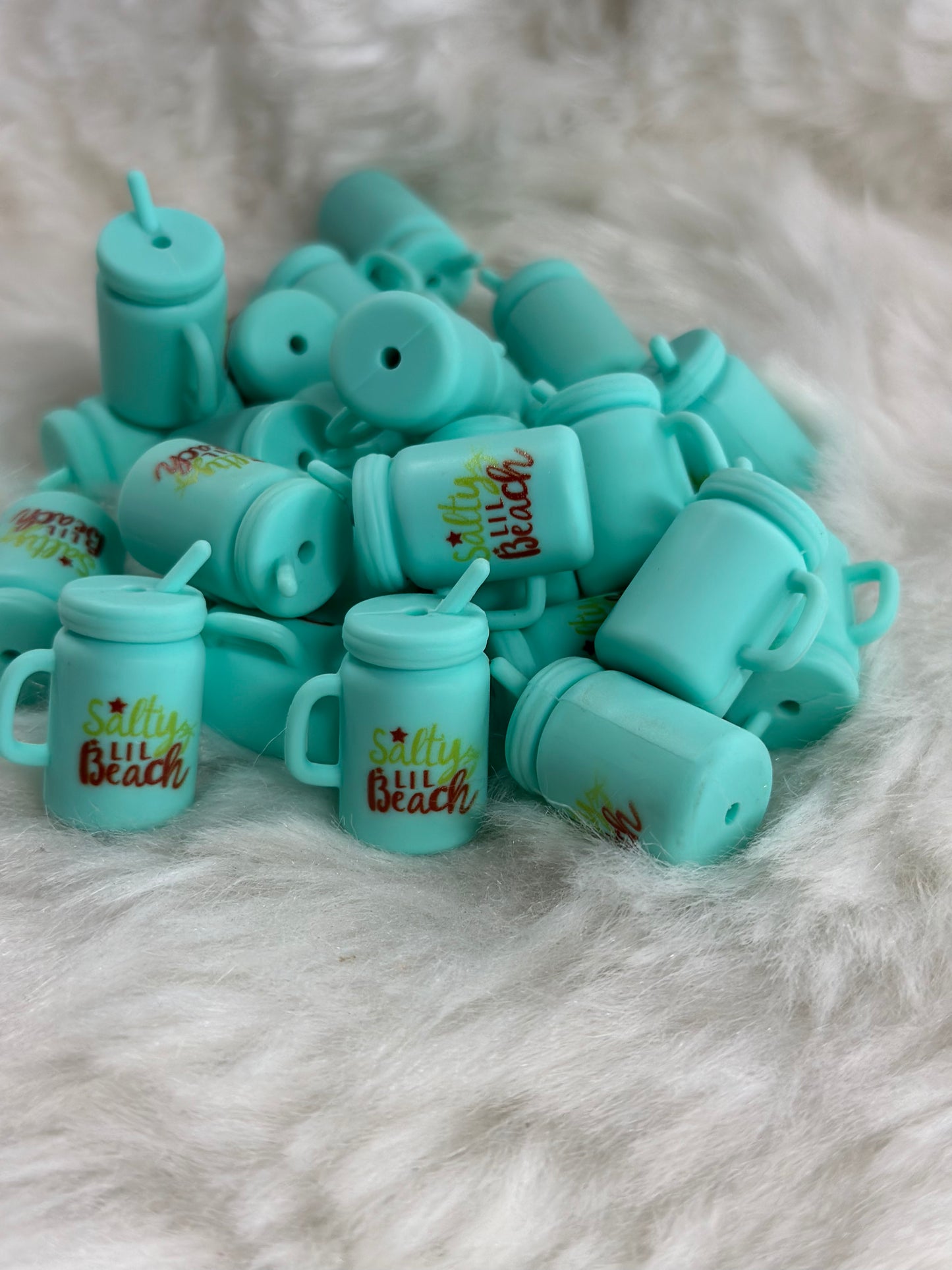 #190 Salty lil Beach mug silicone focal bead