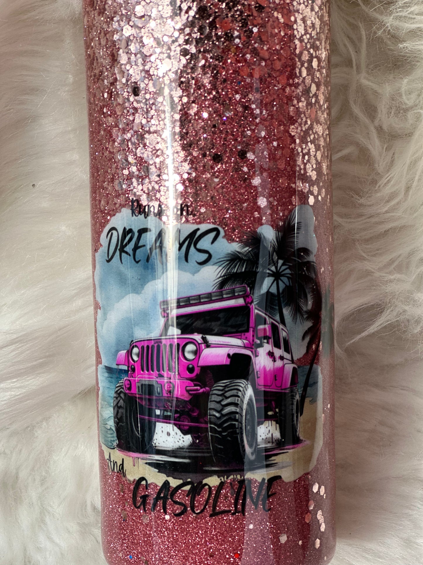#13 30oz glitter pink Jeep.