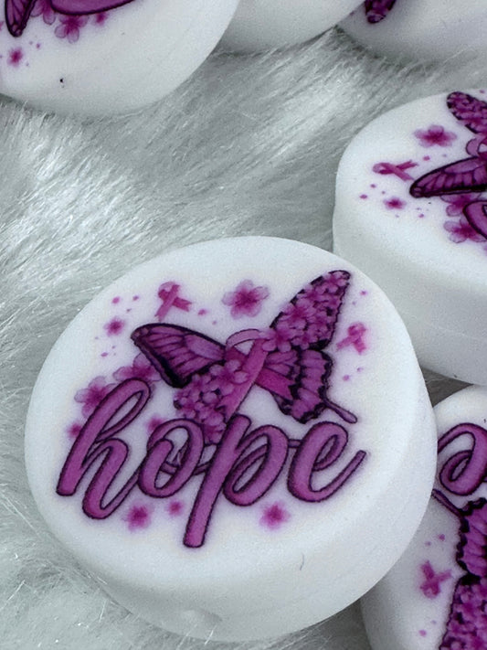 #57 Hope white circle silicone focal bead