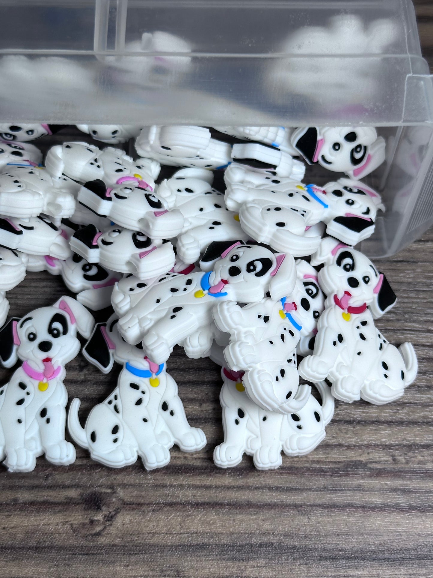 #114 Dalmatian dog silicone focal beads