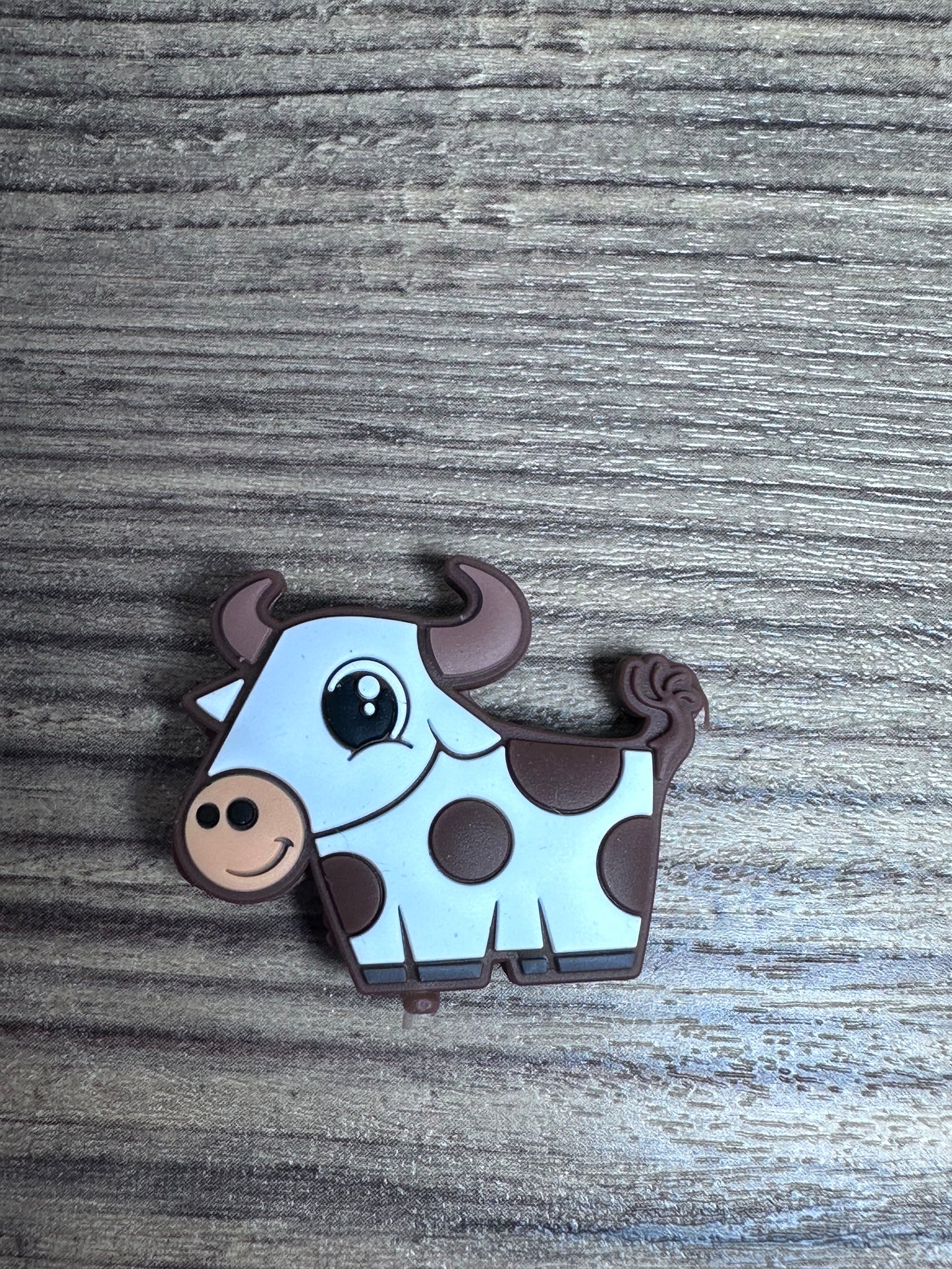 #44 Brown and white cow silicone focal beads