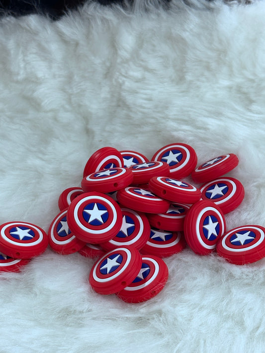 #89 American shield captain silicone focal beads