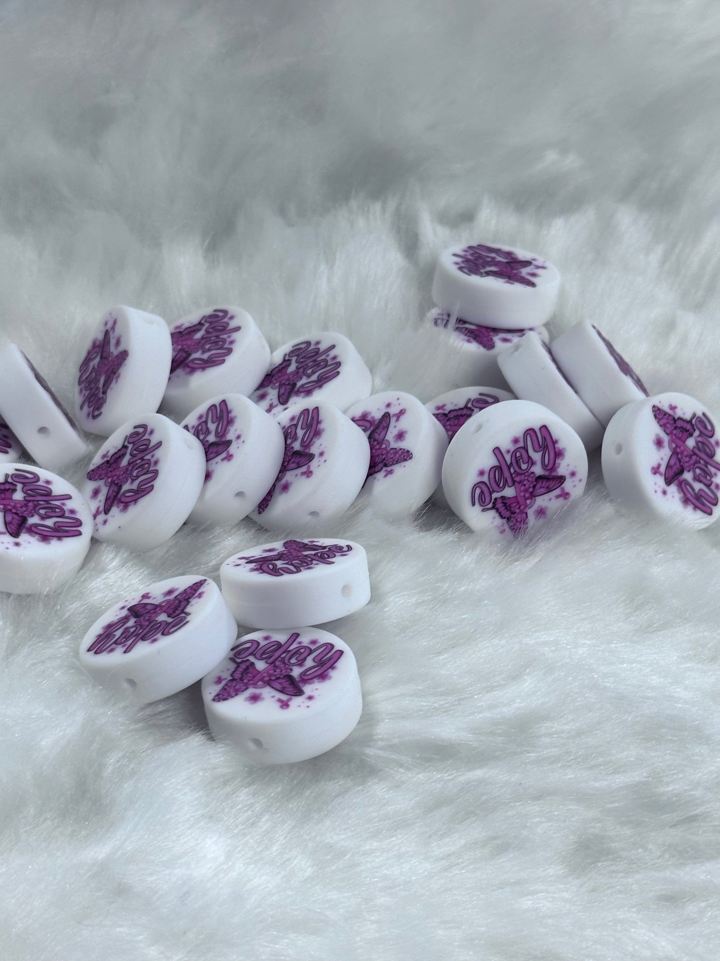 #57 Hope white circle silicone focal bead