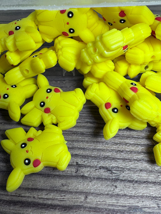 #121 Yellow Mouse cartoon character silicone focal beads