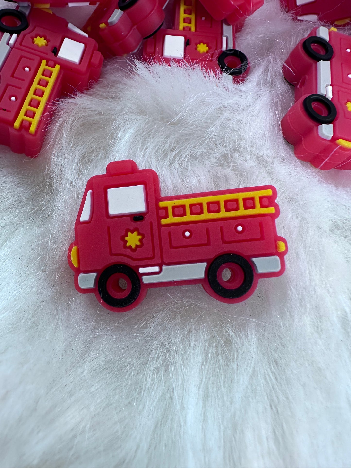 #120 Fire truck silicone focal beads