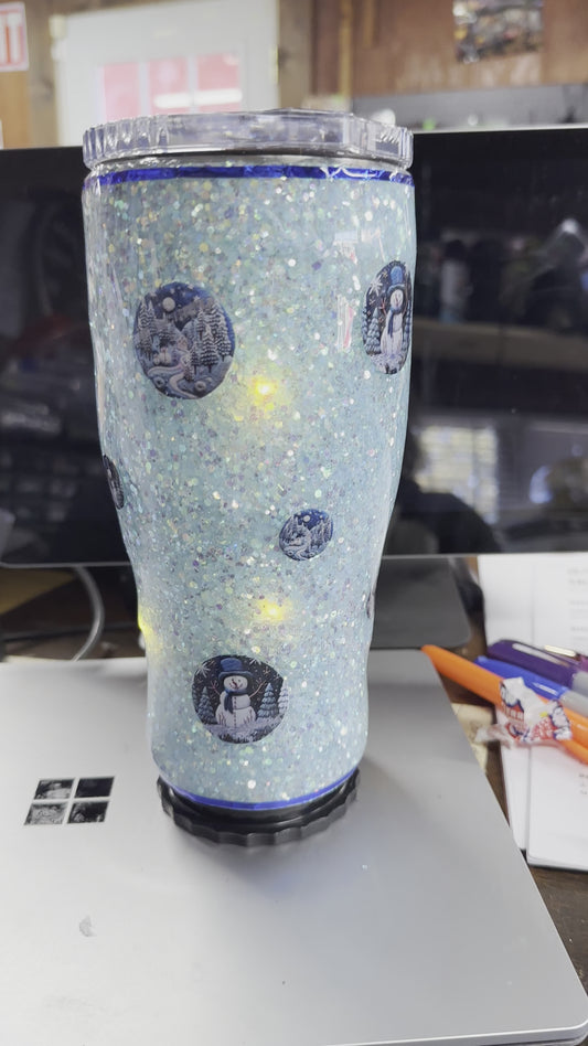 #15 Light up blue Christmas 30oz tumbler